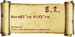 Bordács Klára névjegykártya