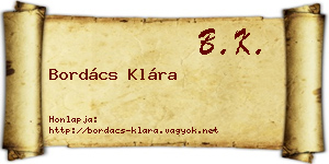 Bordács Klára névjegykártya